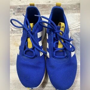 Adidas Junior Racer Running Shoes Crew Blue White Yellow Sz 3